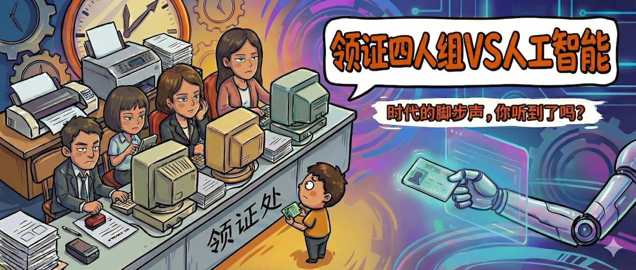 领个证居然要四个人为我服务,不知他们是否能听到时代的脚步声